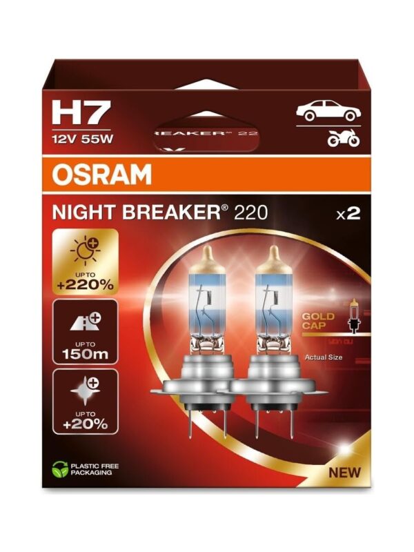 OSRAM H7 Night Breaker 220 12V %220 Fazla Işık (1 Takım-2 Ad.)